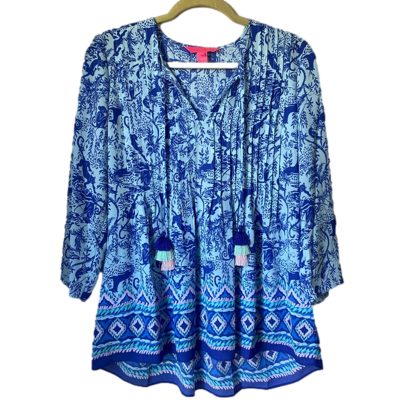 Lilly Pulitzer Tops - Lilly Pulitzer Marilina Tunic Top. Shoreline Blue Safari As I Can See